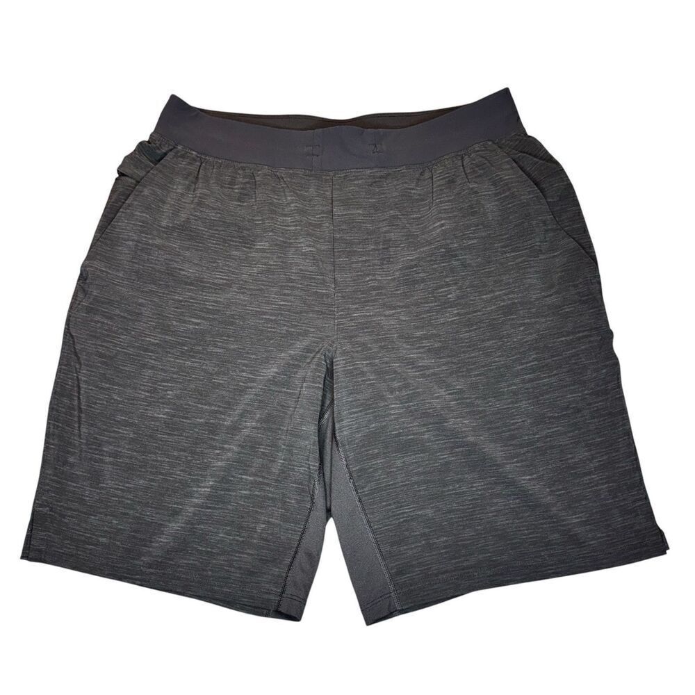 LULULEMON Men Sz L Shorts 9.5” Lined Charcoal Gray Black Yoga Sport Luxury 0227